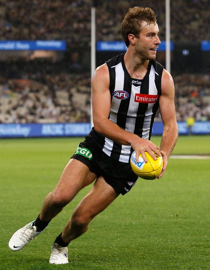 AFL 2015 Rd 03 - Collingwood v St Kilda Tim Broomhead of the Magpies in action during the 2015 AFL Round 03 match between the Collingwood Magpies and the St Kilda Saints at the MCG Melbourne on April 17, 2015. (Photo: Michael Willson/AFL Media)
